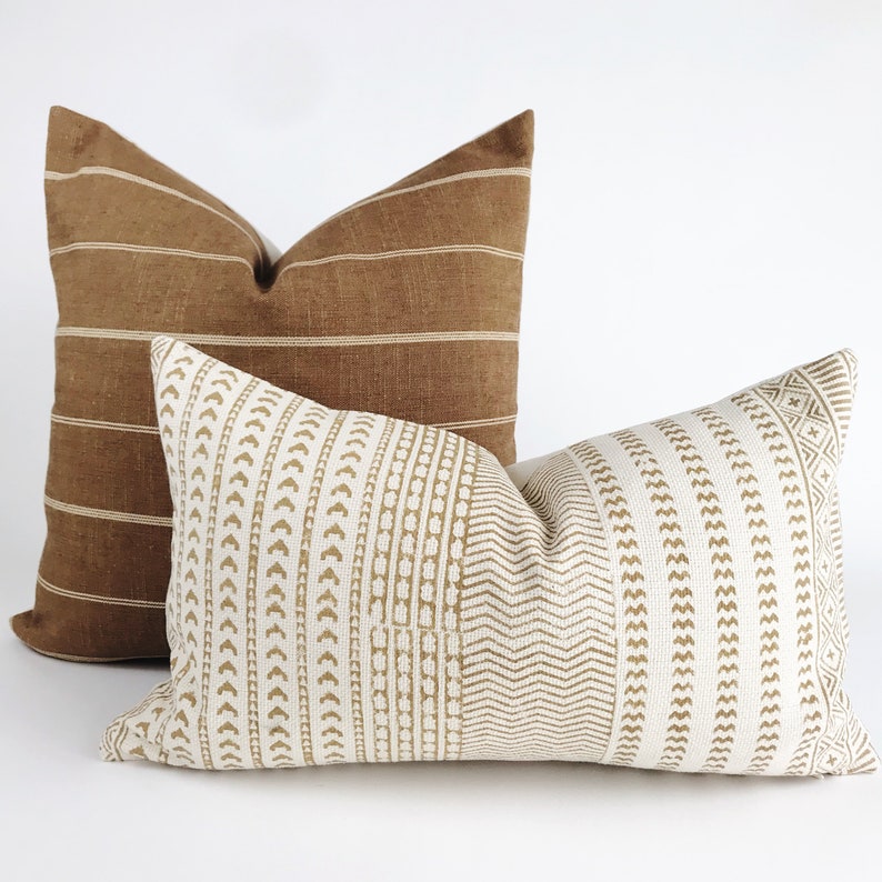 Rust Stripe Pillow Cover Terracotta Designer Pillow Modern Etsy