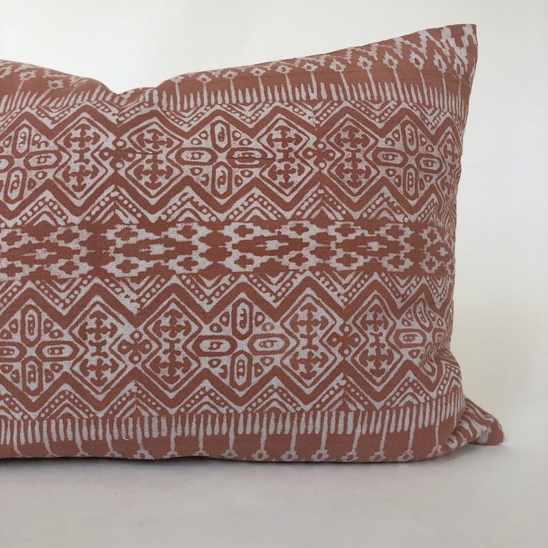 Rust Batik Lumbar Pillow Cover 14x20 Boho Rust Cushion Cover Etsy