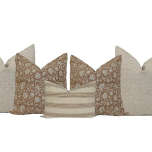 Neutral Brown and Cream Pillow Set 5 Pillow Covers Sofa Pillow Set Neutral Pillow Set Throw Pillows Decorative Pillows Tan Pillows Sierra