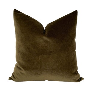 Olive green velvet pillows sale