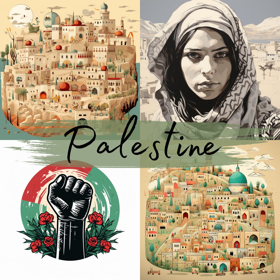 Map of Palestine, 28 High Quality PNG Clipart Files,west Bank and Gaza Motives,digital Download