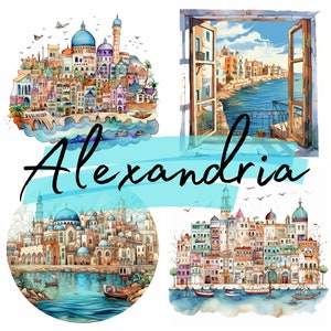 Häuser von Alexandria, Ägypten, Clipart, 42 hochwertige transparente PNG-Dateien, Junk Journal, digitaler Download, Scrapbooking, Aufkleber