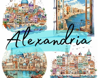 Houses of Alexandria, Egypt, clipart, 42 High Quality PNG transparent files, Junk Journal, digital download, Scrapbooking, Stickers