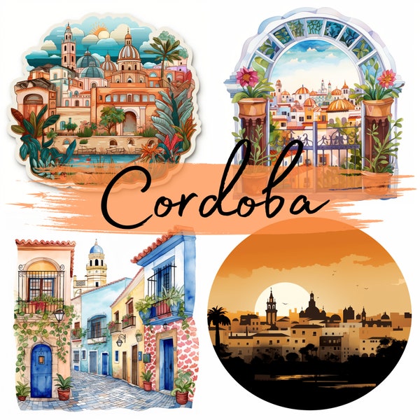 Houses of Cordoba, Spain, clipart, 19 High Quality PNG transparent files, Junk Journal, Digital Download, Scrapbooking