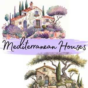 Mediterranean Stone Houses, Italy, France, clipart, 26 High Quality PNG transparent files, printable graphics, digital download, Decoupage