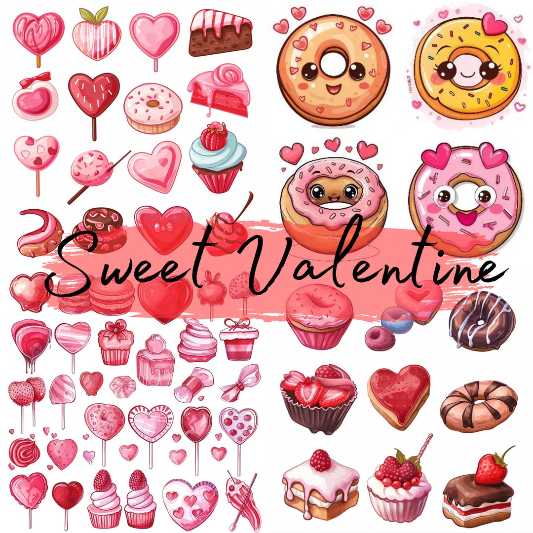 Sweet Valentine, Clipart, 70 High Quality PNG Files, Cute Cartoon ...