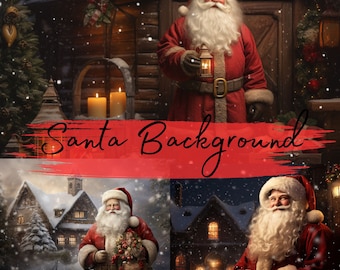 Santa Backdrop, Christmas Digital Files, 19 High Quality digital files, Vintage Photos, Digital Background, Holiday Crafts, Festive Decor