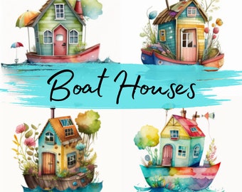 Captivating Boat House Delights - Digital Clipart Set for Scrapbooking and Commercial Projects