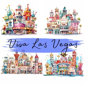 Las Vegas, 26 High Quality PNG transparent and printable files, Decoupage and Scrapbooking