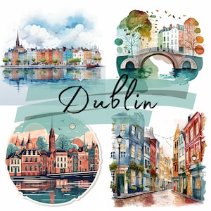 Houses of Dublin, Ireland, clipart, 22 High Quality PNG transparent files, Junk Journal, Digital Download, Scrapbooking