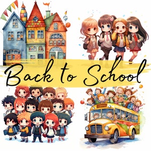 Back to School Bundle | 53 PNG Transparent Files | Cute School Pupils | Transparent Background | School Bus |School Clipart Set |School Time