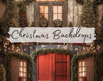 Christmas Digital Backdrops, Barn Doors, 18 High Quality digital files, Vintage Photos, Digital Background, Holiday Crafts, Festive Decor