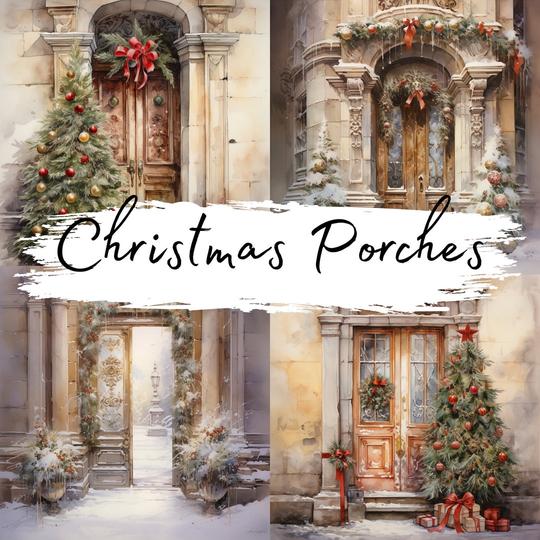 Christmas Porches, 19 High Quality Digital Files, Junk Journal Ephemera ...