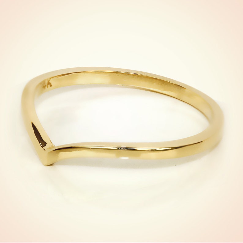 14K Yellow Gold Chevron Midi Fashion Ring/crown Ring/ Jewelry/ | Etsy