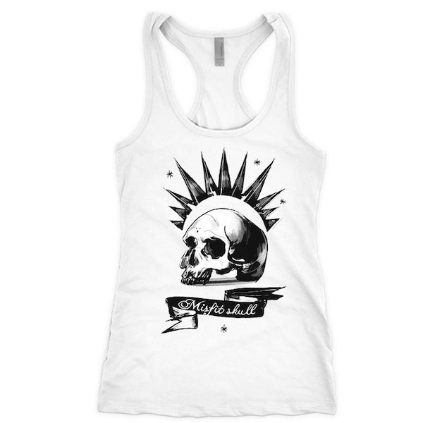 Chloe Price débardeur style dos nageur avec imprimé Misfit Skull - Sans manches Chloe Price cosplay TankTop - Cadeau pour Gamer Girl - Chemise Cosplay