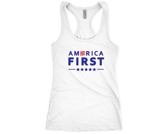 AMERICA FIRST tank top Tallas para hombres y mujeres - MAGA Trump tank top regalo para republicanos - America first USA tank top - pro Donald Trump tank