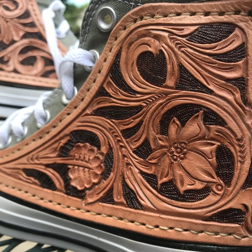 tooled leather converse shoes
