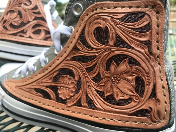 tooled leather converse shoes