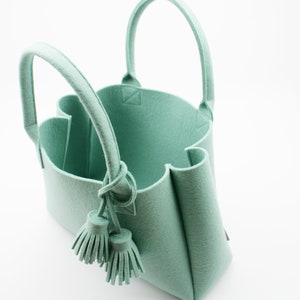 Handbag/shopper pure wool felt lime green image 4