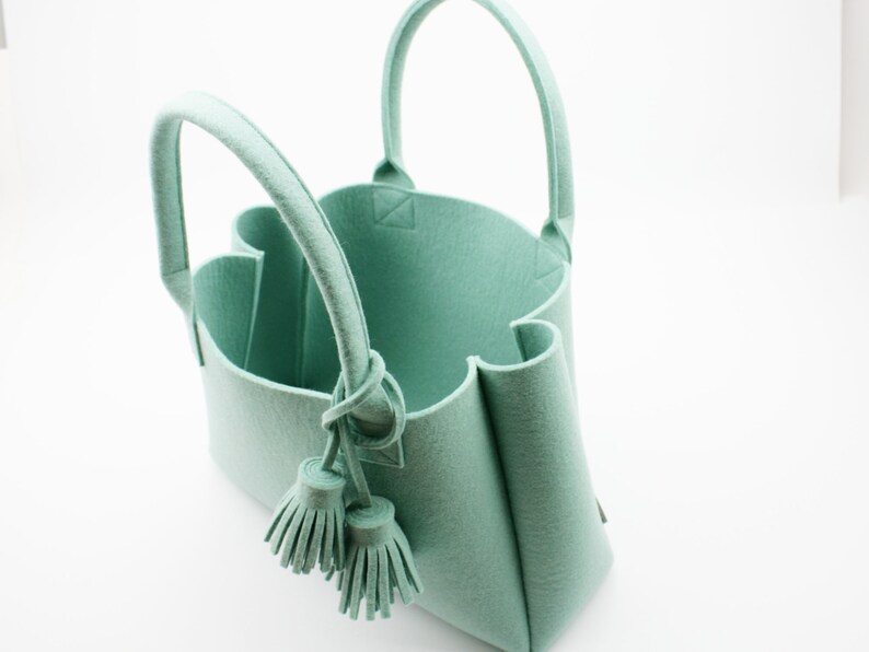 Handbag/shopper pure wool felt lime green image 4