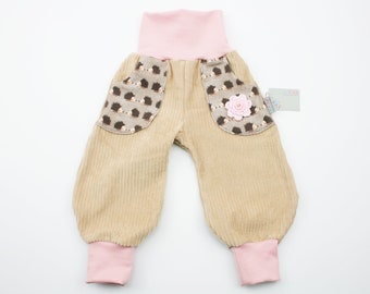 Bloomers size 56-128 organic corduroy beige/soft pink