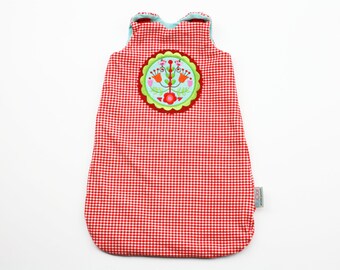 Doll sleeping bag size 38-42 cm Little birds red/mint green