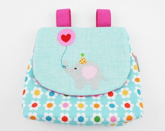 Handlebar bag/bicycle bag "Party Elephant" light turquoise/pink