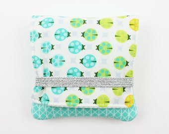 Tampon and panty liner pouch ladybug mint green/silver