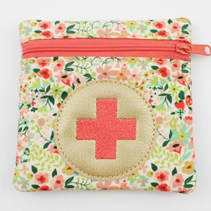 Borsa di pronto soccorso fiori rosa salmone/oro 11 x 11 cm