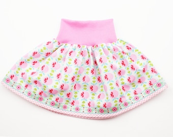 Doll skirt size 36 or 43 cm apples pink/white