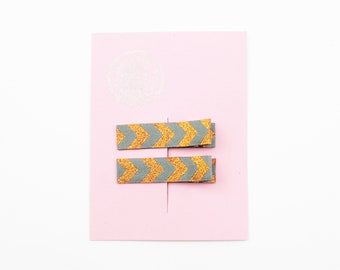 Haarclips Chevron grau/kupfer