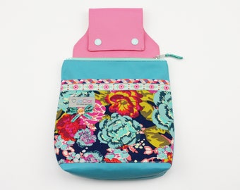 Gürteltasche Blumen rosa/türkis