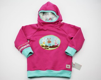 Kapuzenpulli Gr. 104 Hasenbande pink/mint