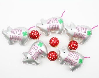 Lucky pig “Good luck” silver/pink