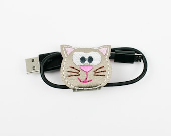 Cable animal/cable tie cat beige/pink