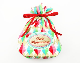 Christmas bag/gift wrapping diamonds red/green