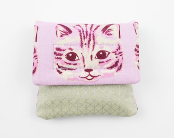 Tampon pouch/mini purse cat purple/grey