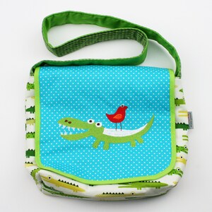 Kindergartentasche Krokodil türkis/grün Bild 1