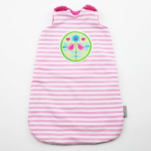 Puppenschlafsack Gr. 38-42 cm Vögelchen rosa/pink