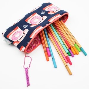 Astuccio/porta trucchi telefoni blu scuro/rosa salmone
