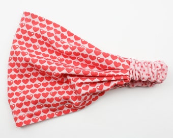 Bandana/Haarband Herzchen rot/rosa