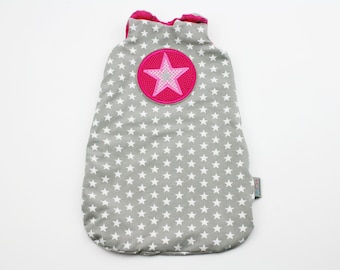 Puppenschlafsack Gr. 38-42 cm Stern grau/pink