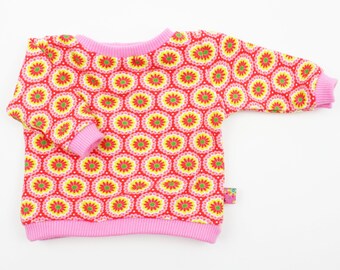 doll sweater size 36-40 cm pink/yellow flowers