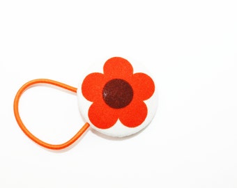 Hair tie 40 mm flower orange/orange