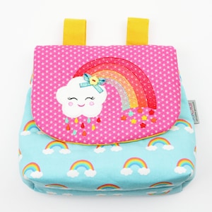 Handlebar bag/pannier cloud and rainbow pink/yellow