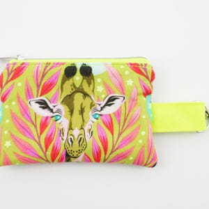 Schlüsselanhängertäschchen/Minitäschchen Giraffe grün/neongelb