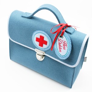 Doctor's case/felt bag for children pure wool felt light blue/light blue image 3
