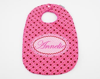 Bib flowers berry/pink with desired name