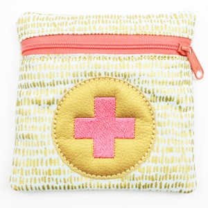Borsa di pronto soccorso fantasia grafica oro/rosa salmone 11 x 11 cm