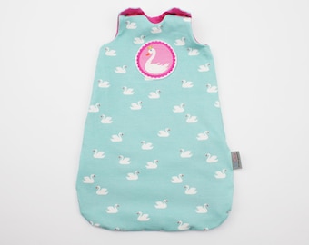 Doll sleeping bag size 38-42 cm swan mint/pink